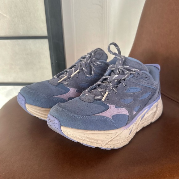 HOKA x FP Movement Suede Clifton 9 Blue Sneakers - Picture 2 of 8